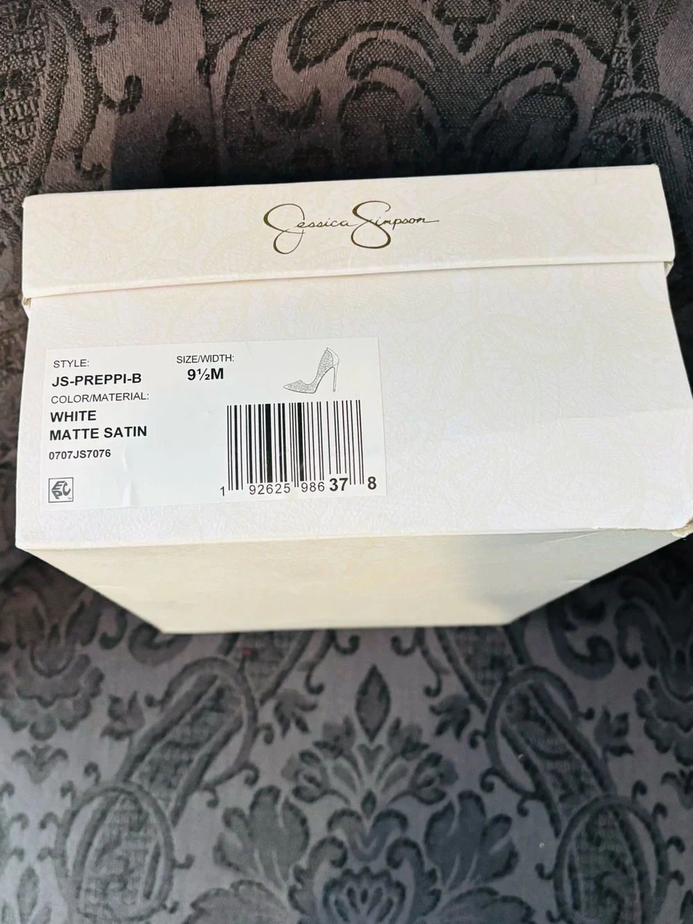 Jessica Simpson Preppi-B Crystal Bridal Pumps | White Satin | NWT | 9.5M